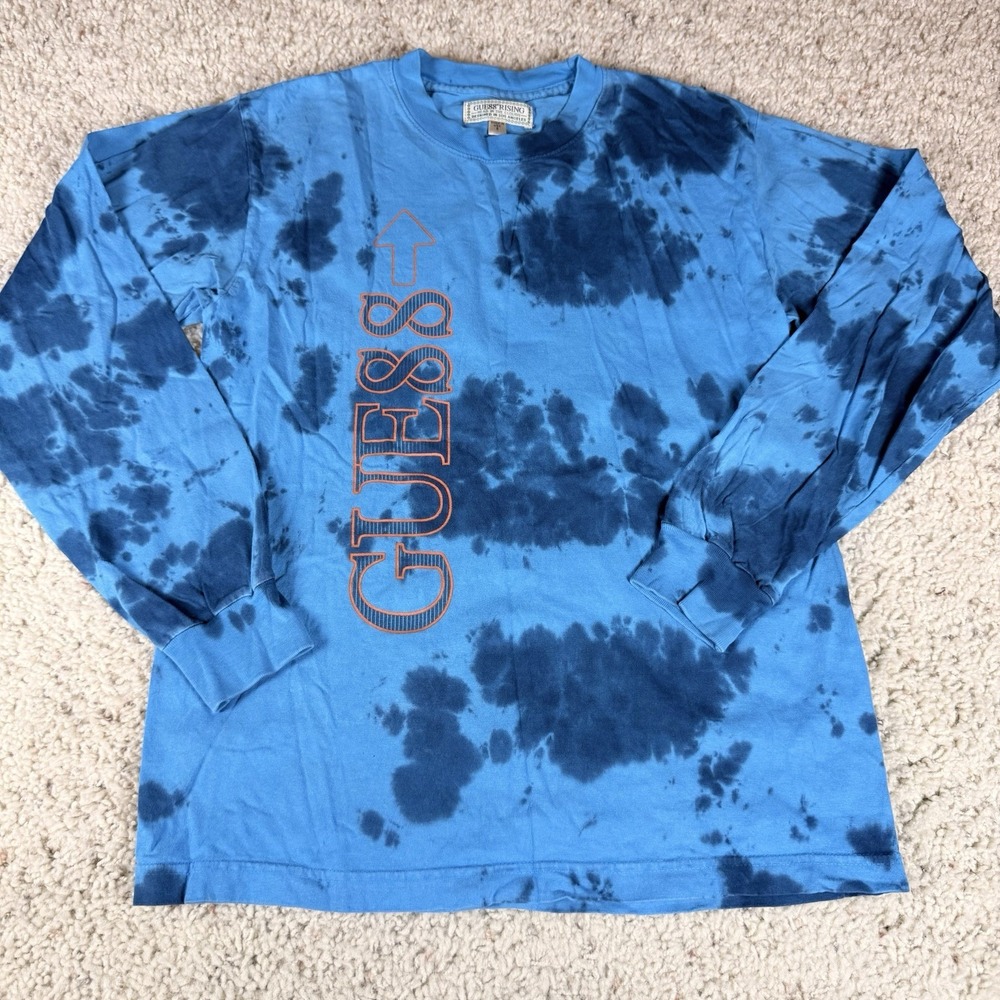 Guess x 88rising Men's Blue Tie Dye Long Sleeve Casual Tee‎ Shirt Size S USA